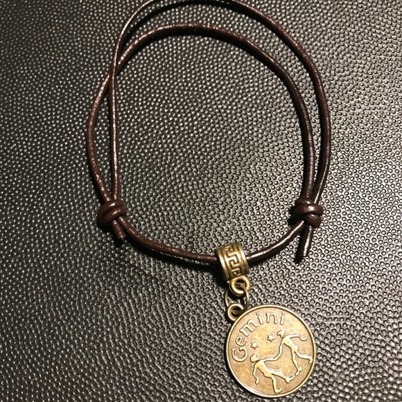 Intelligent Gemini Brown Leather Unisex Bangle - Picture 1 of 2